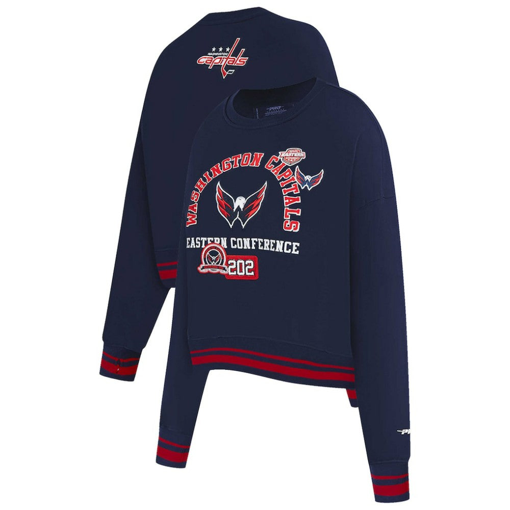 Washington Capitals Pro Standard Women's Area Code Cropped Pullover Sweatshirt - Navy | NHL on sale