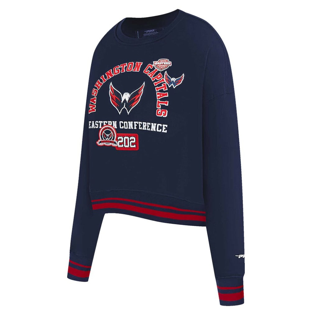 Washington Capitals Pro Standard Women's Area Code Cropped Pullover Sweatshirt - Navy | NHL on sale