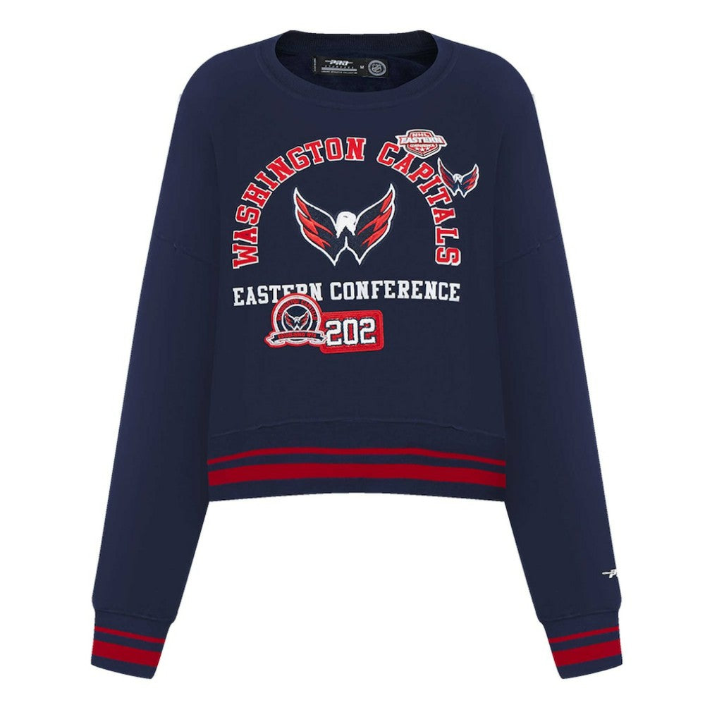 Washington Capitals Pro Standard Women's Area Code Cropped Pullover Sweatshirt - Navy | NHL on sale