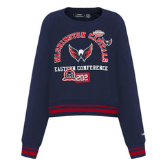 Washington Capitals Pro Standard Women's Area Code Cropped Pullover Sweatshirt - Navy | NHL on sale