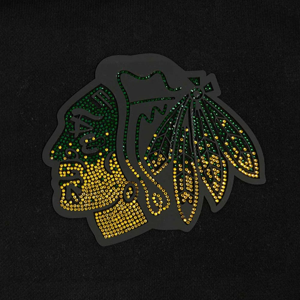 Chicago Blackhawks Pro Standard Women's Jewels Cropped Pullover Hoodie - Black | NHL Clearance