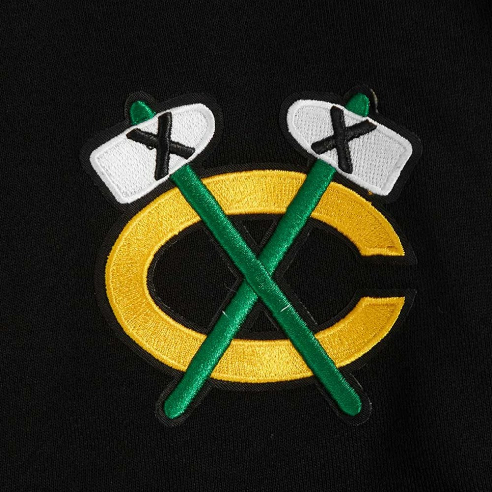 Chicago Blackhawks Pro Standard Women's Jewels Cropped Pullover Hoodie - Black | NHL Clearance