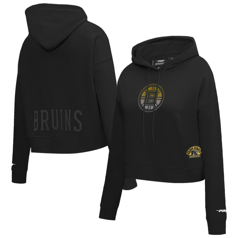 Boston Bruins Pro Standard Women's Jewels Cropped Pullover Hoodie - Black | NHL near me