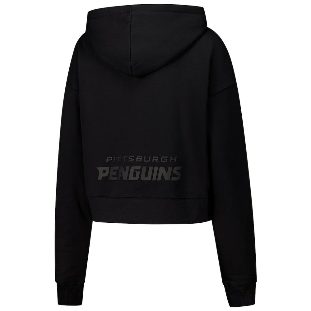 Pittsburgh Penguins Pro Standard Women's Jewels Cropped Pullover Hoodie - Black | NHL Clearance