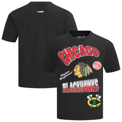 Chicago Blackhawks Pro Standard Turn It Up Dropped Shoulder T-Shirt - Black | NHL Lifestyle