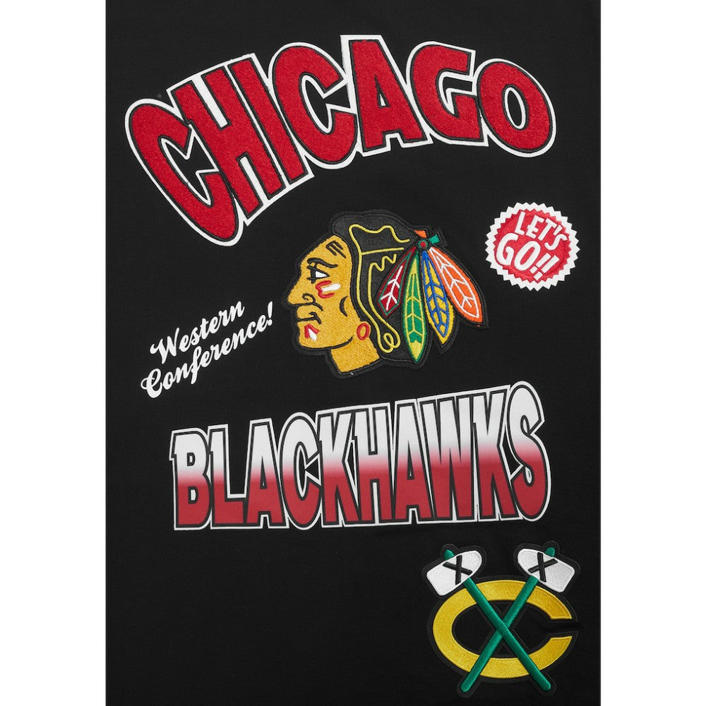 Chicago Blackhawks Pro Standard Turn It Up Dropped Shoulder T-Shirt - Black | NHL Lifestyle