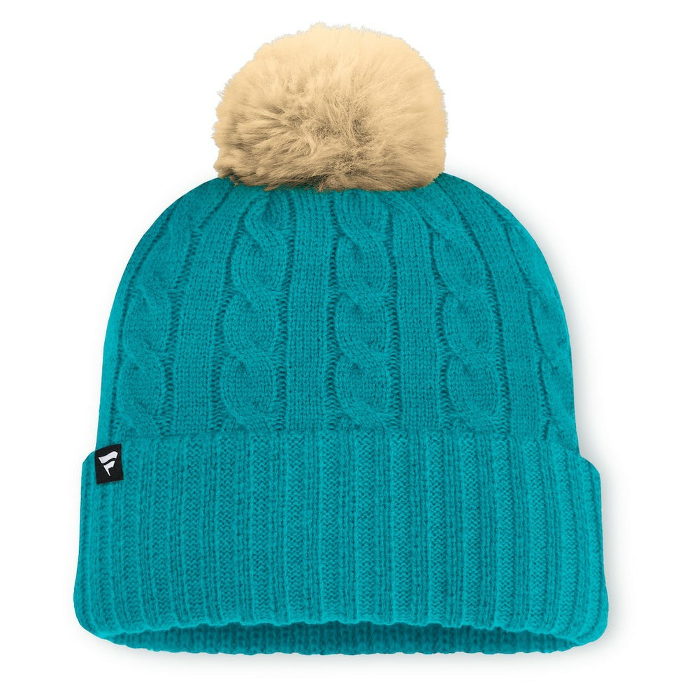 Miami Dolphins Women's Cable Knit Cuffed Hat with Pom - Aqua - Fanatics