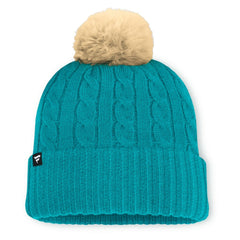 Miami Dolphins Women's Cable Knit Cuffed Hat with Pom - Aqua - Fanatics
