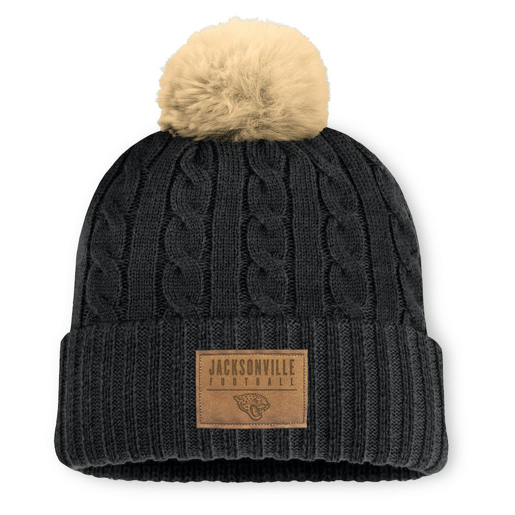 Jacksonville Jaguars Women's Cable Knit Cuffed Hat with Pom - Black - Fanatics