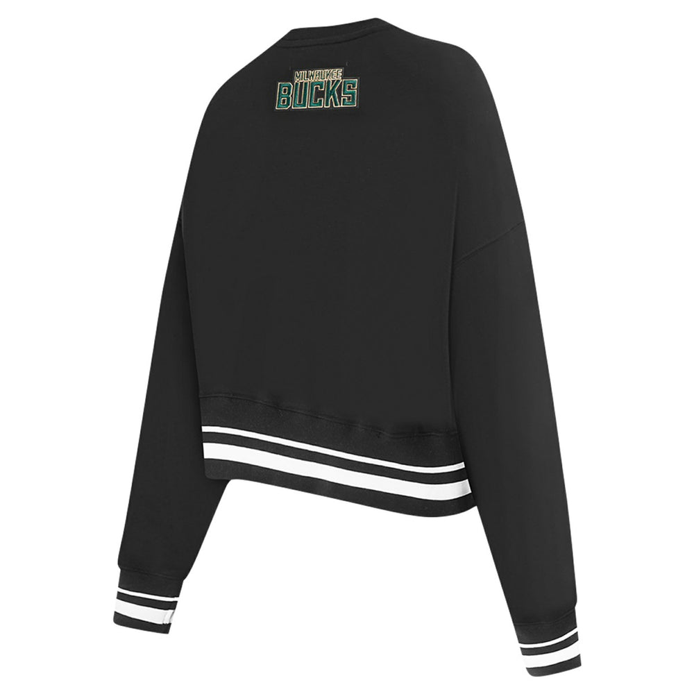 Milwaukee Bucks Pro Standard Women's Area Code Cropped Pullover Sweatshirt Black
