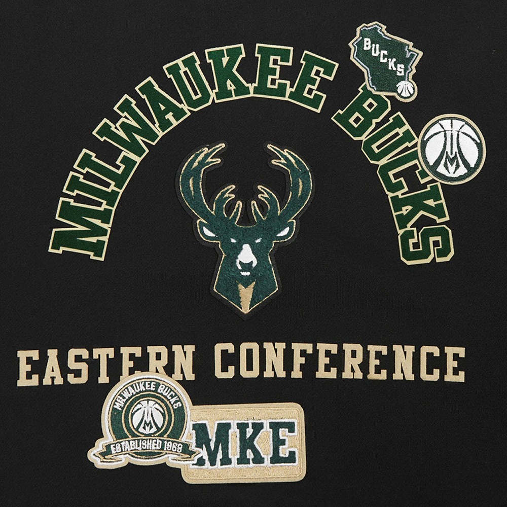 Milwaukee Bucks Pro Standard Women's Area Code Cropped Pullover Sweatshirt Black