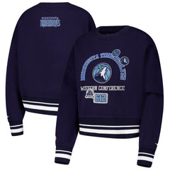 Minnesota Timberwolves Pro Standard Women's Area Code Cropped Pullover Sweatshirt Navy