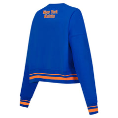 New York Knicks Pro Standard Women's Area Code Cropped Pullover Sweatshirt Blue