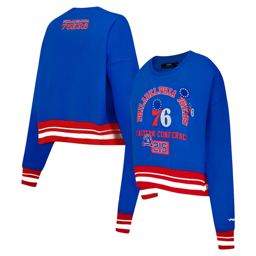 Philadelphia 76ers Pro Standard Women's Area Code Cropped Pullover Sweatshirt Royal