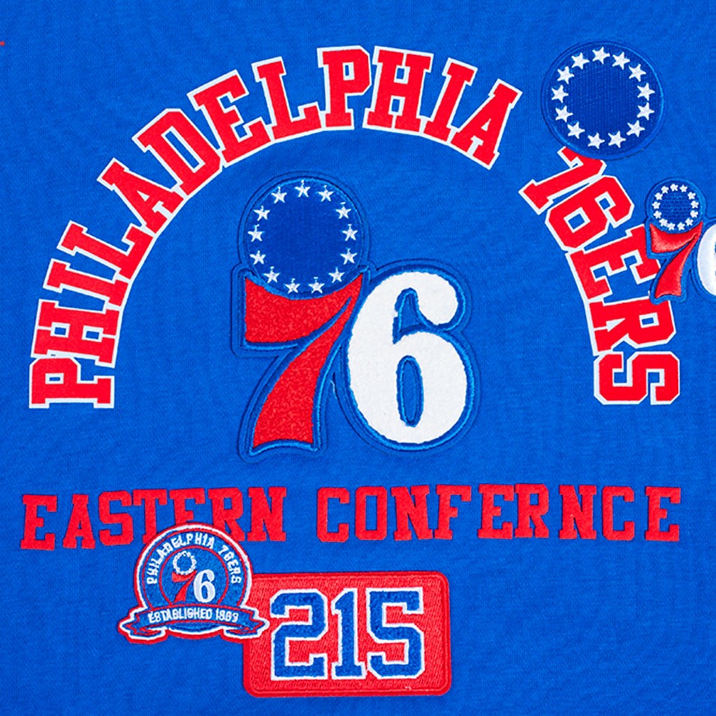 Philadelphia 76ers Pro Standard Women's Area Code Cropped Pullover Sweatshirt Royal