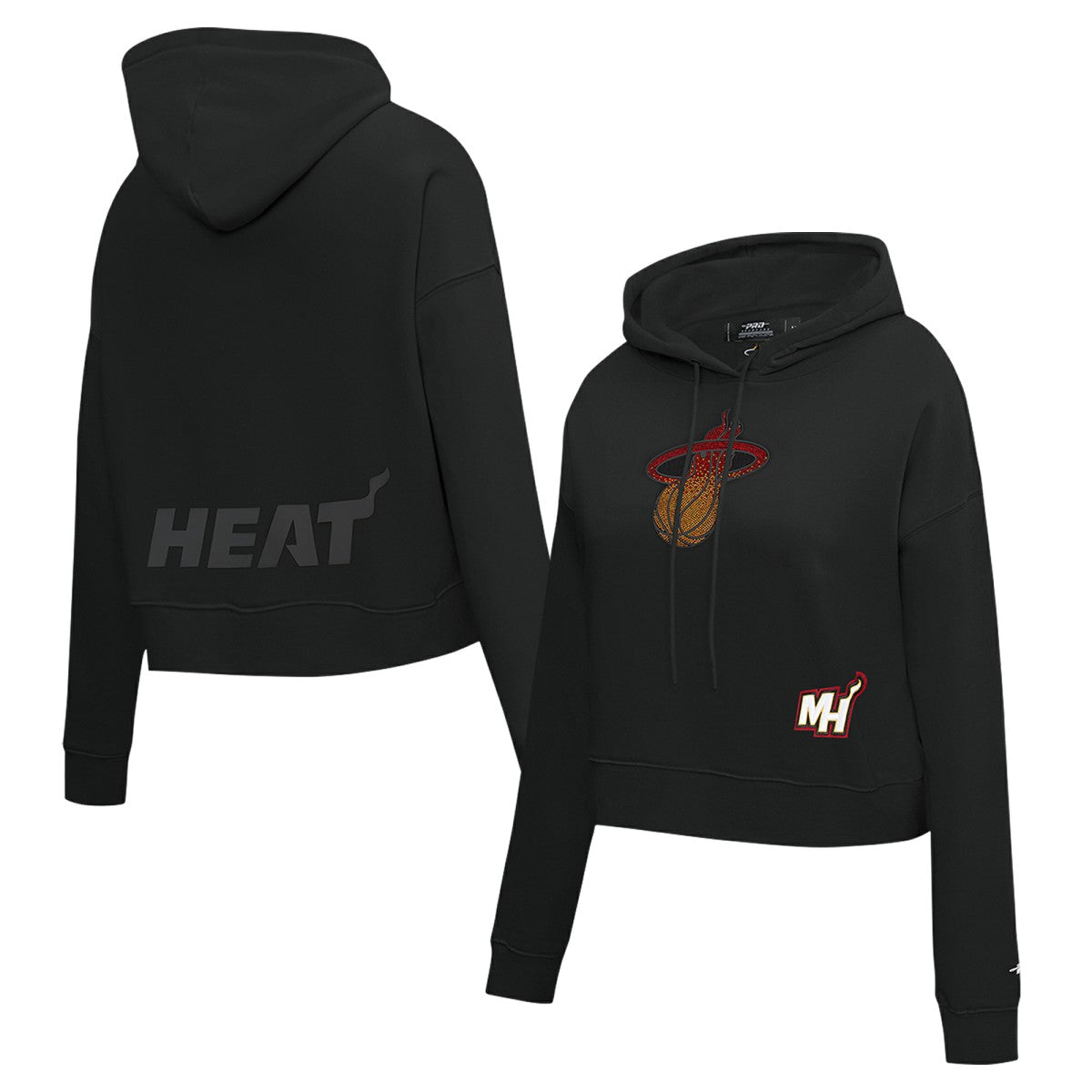 Miami Heat Pro Standard Women's Jewels Cropped Pullover Hoodie Black