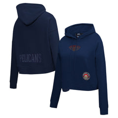 New Orleans Pelicans Pro Standard Women's Jewels Cropped Pullover Hoodie Navy
