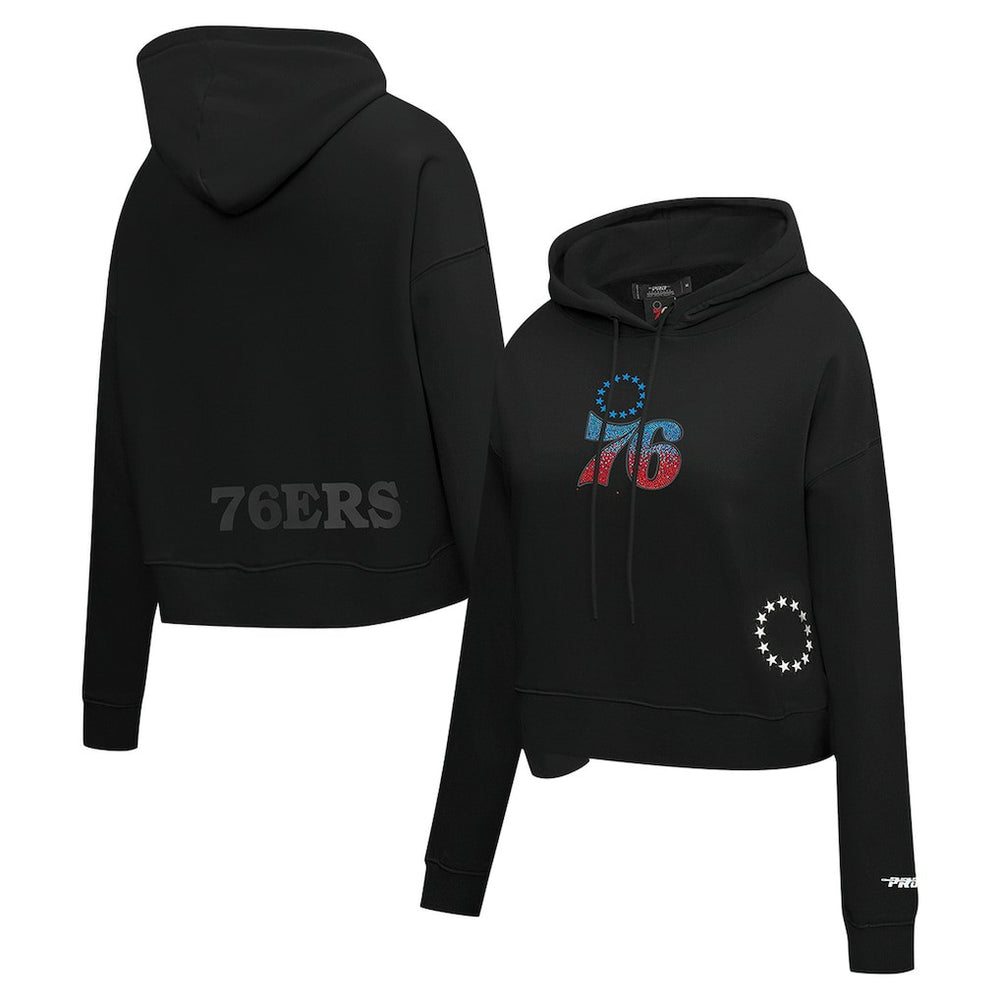 Philadelphia 76ers Pro Standard Women's Jewels Cropped Pullover Hoodie Black