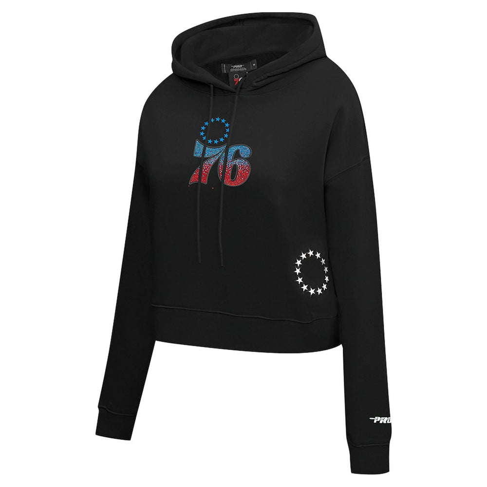 Philadelphia 76ers Pro Standard Women's Jewels Cropped Pullover Hoodie Black