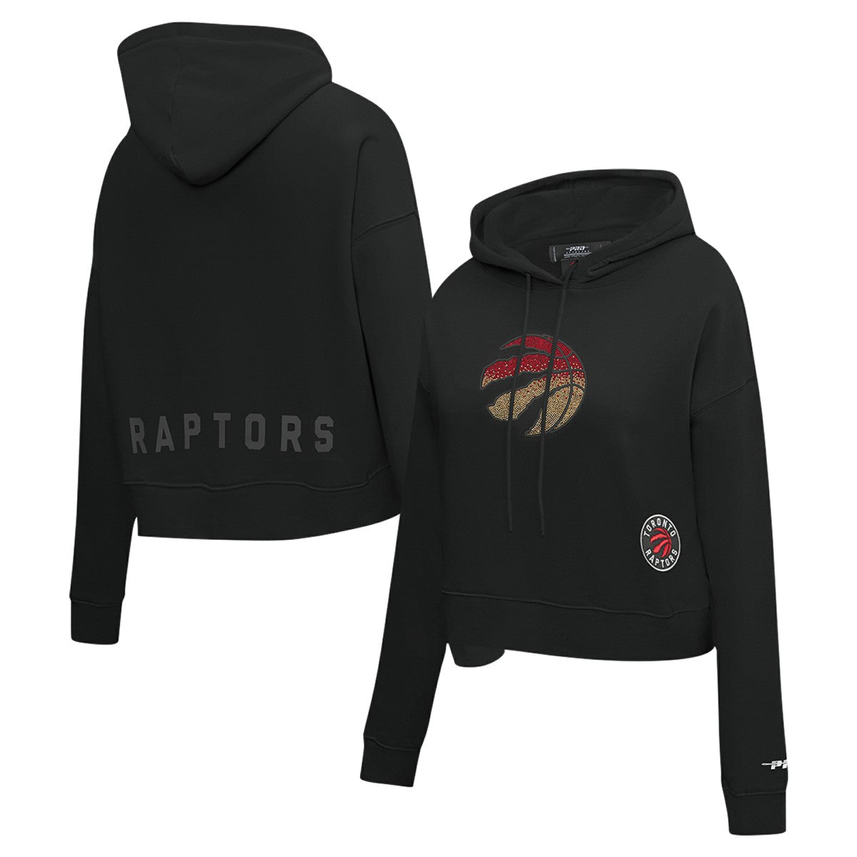 Toronto Raptors Pro Standard Women's Jewels Cropped Pullover Hoodie Black