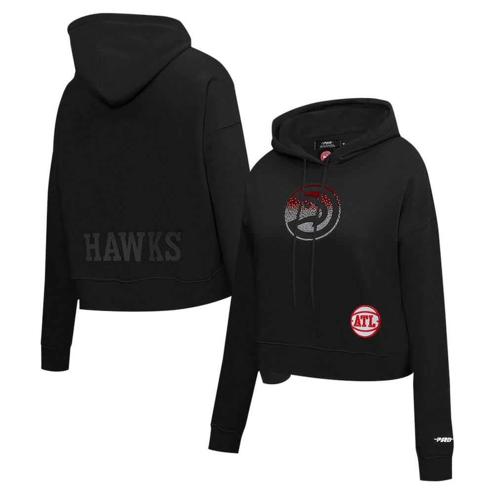 Atlanta Hawks Pro Standard Women's Jewels Cropped Pullover Hoodie Black
