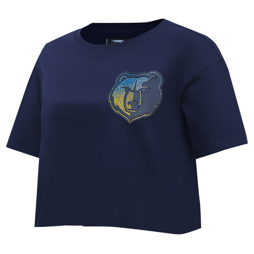 Memphis Grizzlies Pro Standard Women's Jewels Boxy Cropped T-Shirt Navy