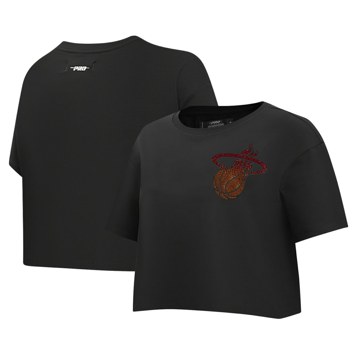 Miami Heat Pro Standard Women's Jewels Boxy Cropped T-Shirt Black
