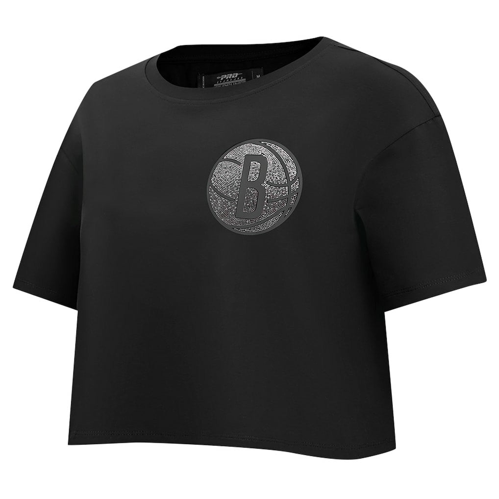 Brooklyn Nets Pro Standard Women's Jewels Boxy Cropped T-Shirt Black