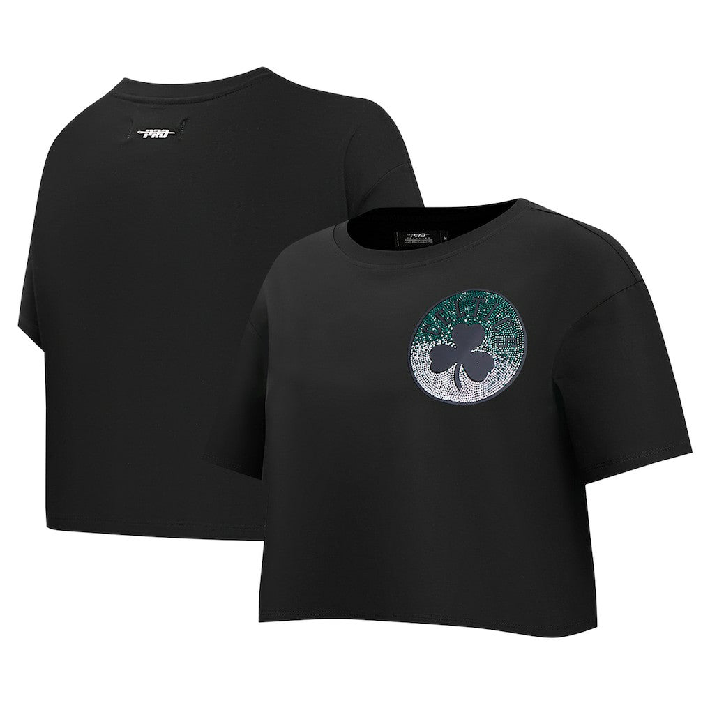Boston Celtics Pro Standard Women's Jewels Boxy Cropped T-Shirt Black