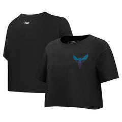 Charlotte Hornets Pro Standard Women's Jewels Boxy Cropped T-Shirt Black