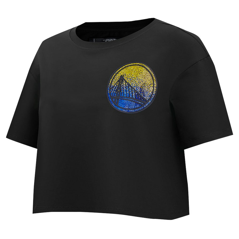 Golden State Warriors Pro Standard Women's Jewels Boxy Cropped T-Shirt Black
