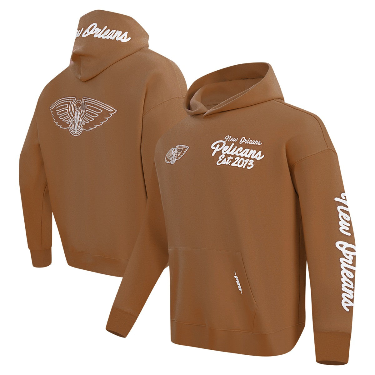 New Orleans Pelicans Pro Standard Paint the City Drop Shoulder Pullover Hoodie Brown