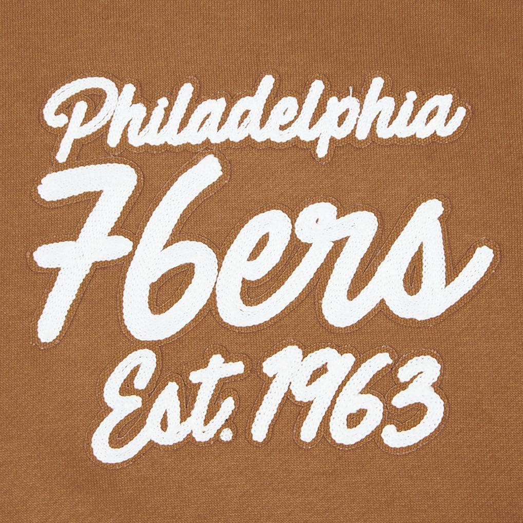 Philadelphia 76ers Pro Standard Paint the City Drop Shoulder Pullover Hoodie Brown