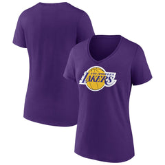 Los Angeles Lakers Women's Primary Logo V-Neck T-Shirt Purple
