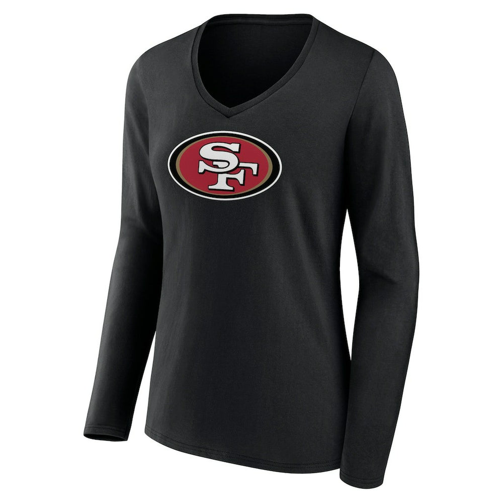 San Francisco 49ers Women's Primary Logo Long Sleeve V-Neck T-Shirt - Black - NFL