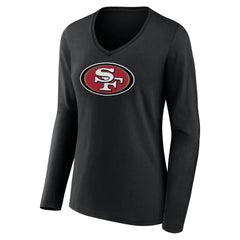 San Francisco 49ers Women's Primary Logo Long Sleeve V-Neck T-Shirt - Black - NFL
