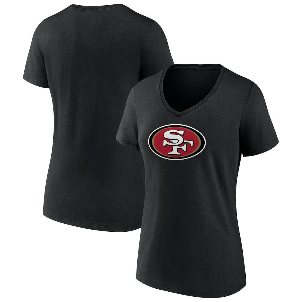 San Francisco 49ers Women's Primary Logo V-Neck T-Shirt - Black - NFL