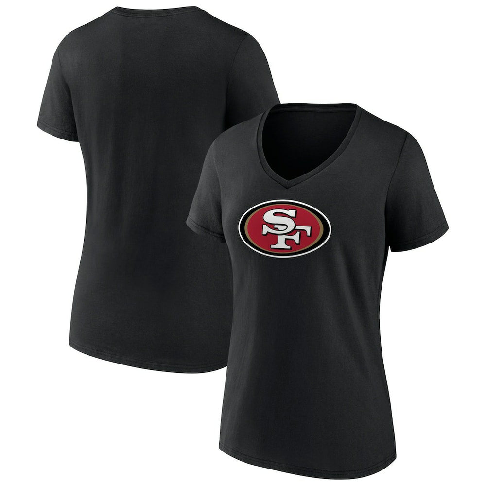 San Francisco 49ers Women's Primary Logo V-Neck T-Shirt - Black - NFL