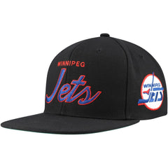 Winnipeg Jets Mitchell & Ness Core Team Script 2.0 Snapback Hat - Black | NHL on sale