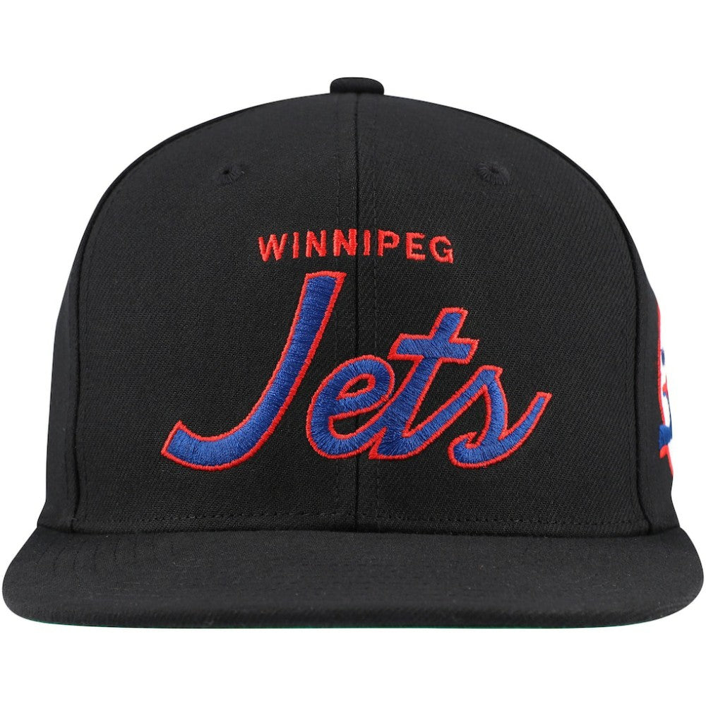 Winnipeg Jets Mitchell & Ness Core Team Script 2.0 Snapback Hat - Black | NHL on sale