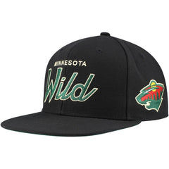 Minnesota Wild Mitchell & Ness Core Team Script 2.0 Snapback Hat - Black | NHL online