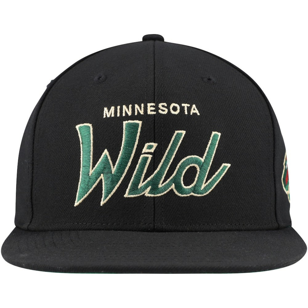 Minnesota Wild Mitchell & Ness Core Team Script 2.0 Snapback Hat - Black | NHL online