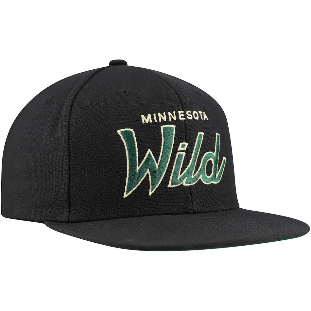 Minnesota Wild Mitchell & Ness Core Team Script 2.0 Snapback Hat - Black | NHL online