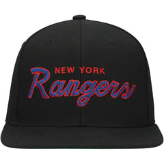 New York Rangers Mitchell & Ness Core Team Script 2.0 Snapback Hat - Black | NHL discount