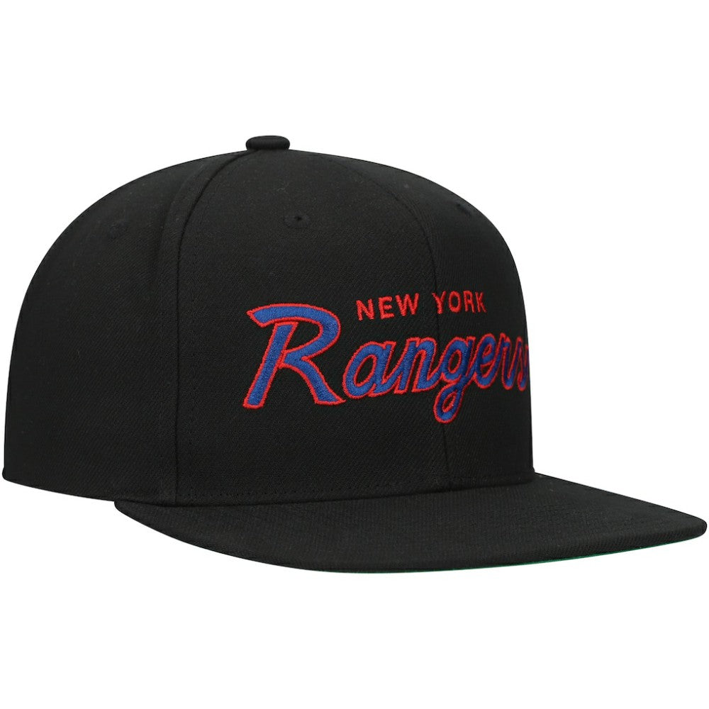 New York Rangers Mitchell & Ness Core Team Script 2.0 Snapback Hat - Black | NHL discount