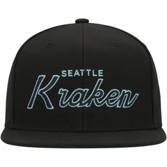Seattle Kraken Mitchell & Ness Core Team Script 2.0 Snapback Hat - Black | NHL online