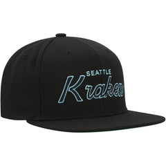 Seattle Kraken Mitchell & Ness Core Team Script 2.0 Snapback Hat - Black | NHL online