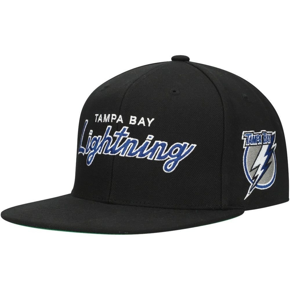 Tampa Bay Lightning Mitchell & Ness Core Team Script 2.0 Snapback Hat - Black | NHL discount