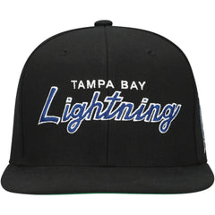 Tampa Bay Lightning Mitchell & Ness Core Team Script 2.0 Snapback Hat - Black | NHL discount