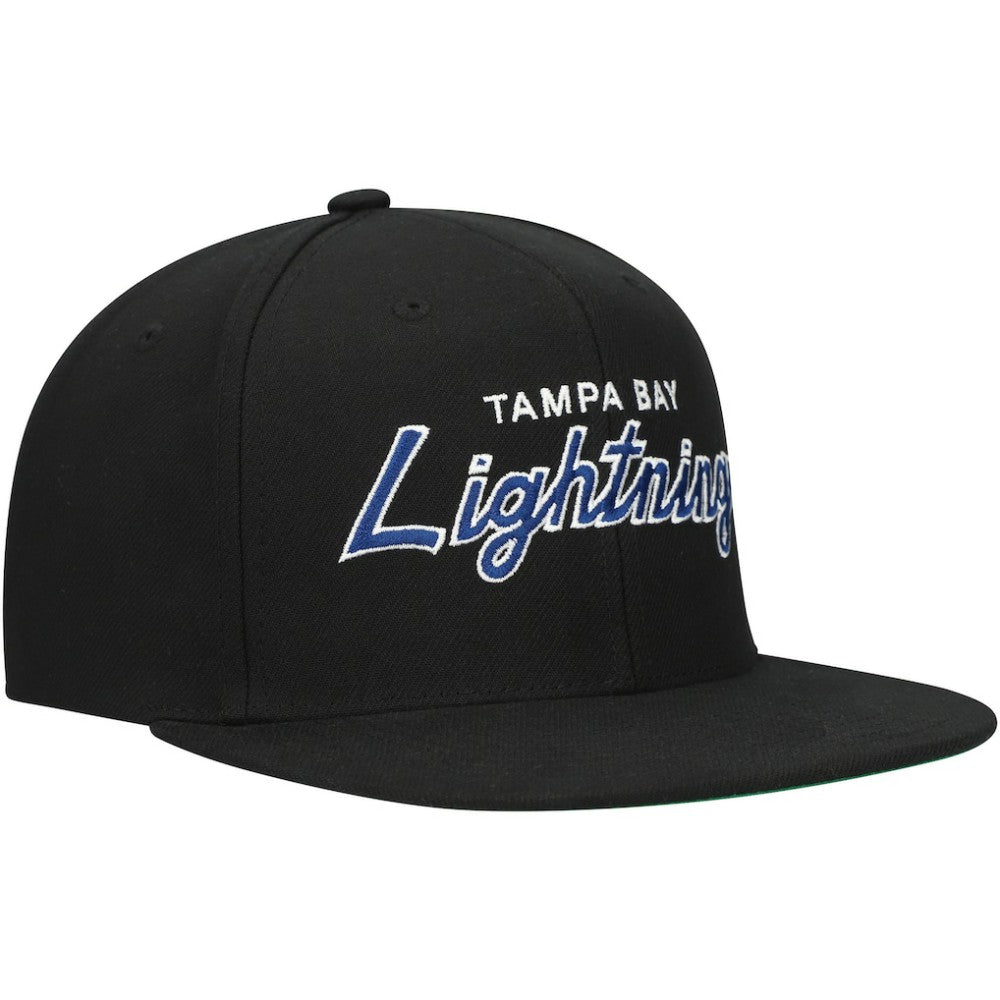 Tampa Bay Lightning Mitchell & Ness Core Team Script 2.0 Snapback Hat - Black | NHL discount